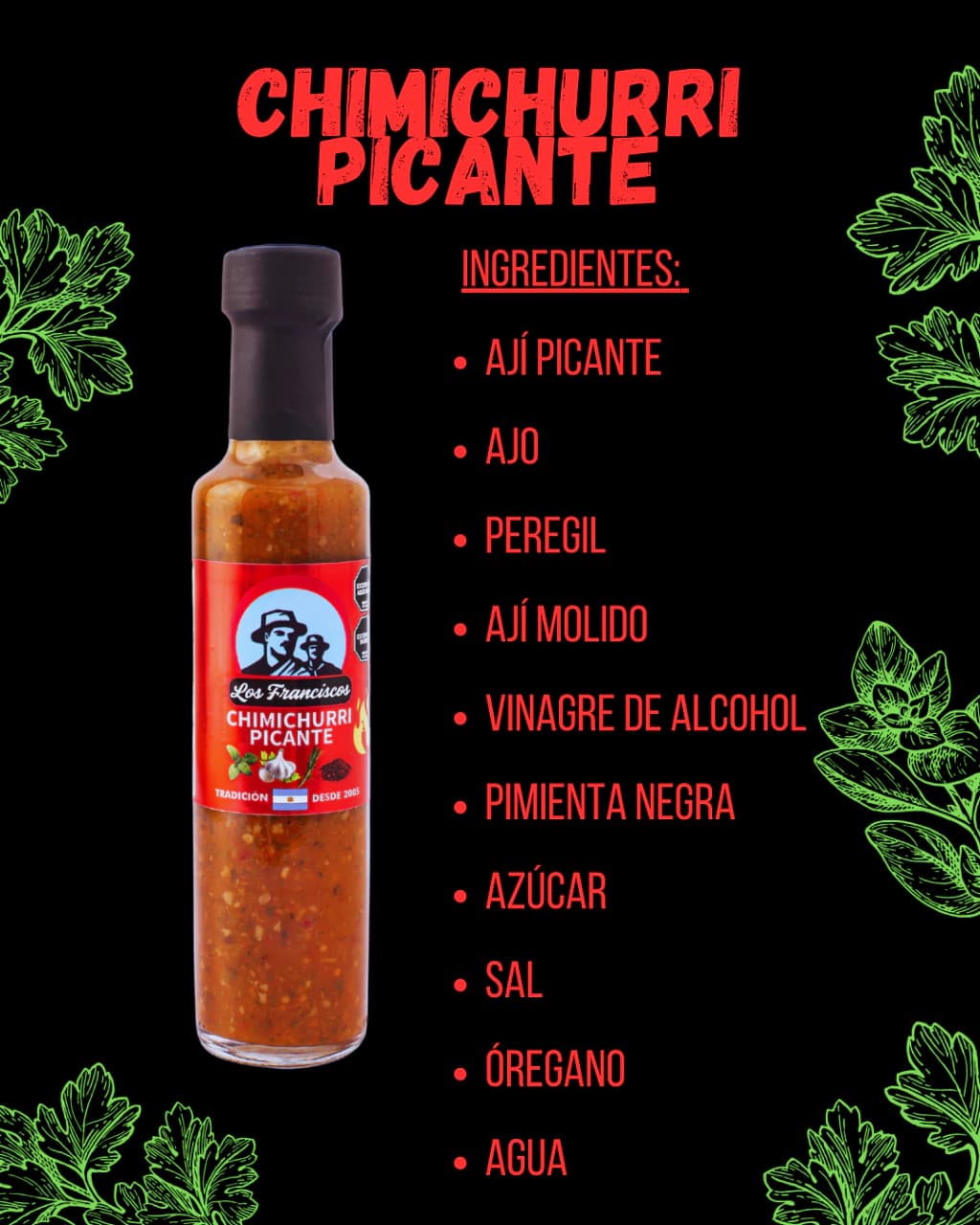 Ingredientes de Chimichurri Picante