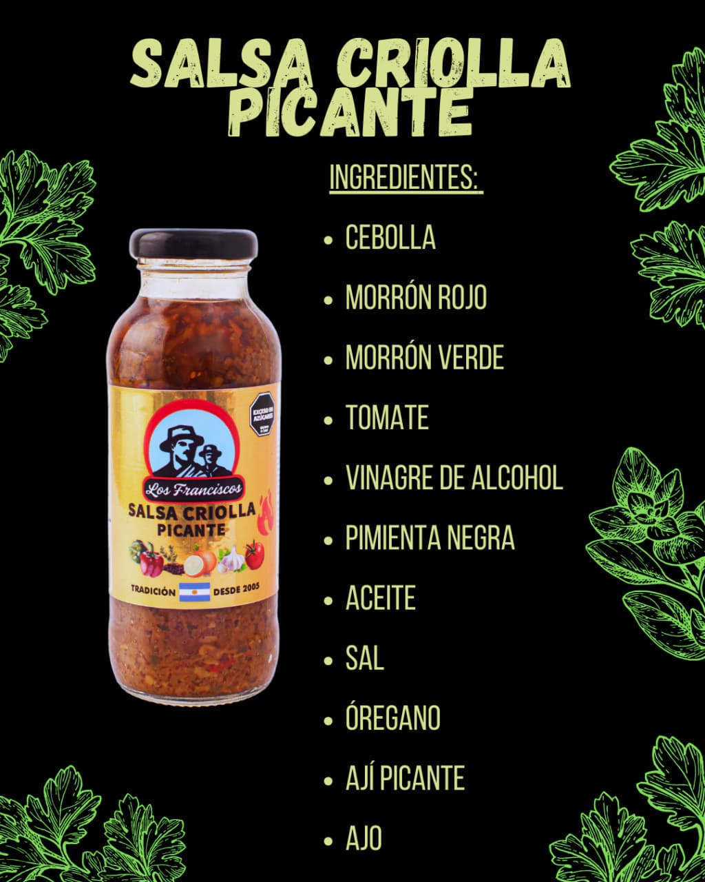Ingredientes de Salsa Criolla Picante