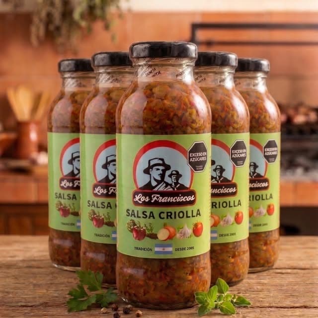 Frascos de salsa criolla Los Franciscos