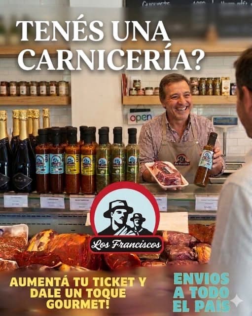 Carnicero ofreciendo chimichurri Los Franciscos